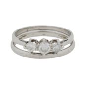 A diamond bridal ring set White metal