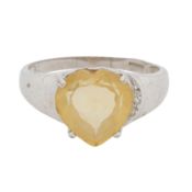 A citrine and diamond heart ring 9ct white gold