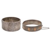 Two silver bangles, Circa 1960's Silver