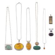 Five necklaces and two pendants