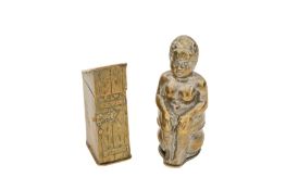 Two early 20th century base metal novelty vesta cases