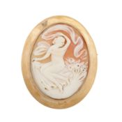 A cameo brooch Yellow metal