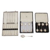 A mixed group of cased flatware
