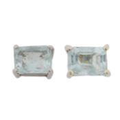 A pair of aquamarine earrings White metal