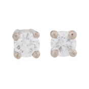 A pair of diamond stud earrings 18ct white gold