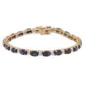 A sapphire and diamond bracelet Yellow and white metal