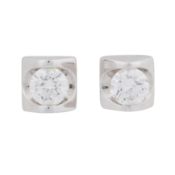 A pair of diamond stud earrings White metal