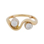 A diamond two stone ring Yellow metal