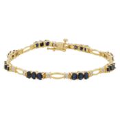 A sapphire and diamond bracelet Yellow and white metal