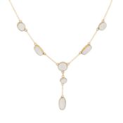 A moonstone pendant necklace Yellow metal
