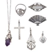 A collection of silver jewellery White metal