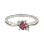 A ruby and sapphire ring White metal