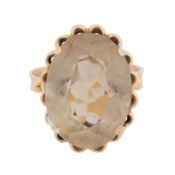 A smoky quartz single-stone ring Yellow metal