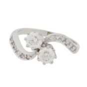 A toi et moi diamond ring White metal