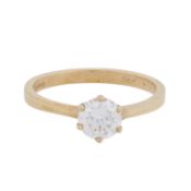 A single-stone diamond simulant ring, circa 2008 9 carat yellow gold