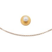 A chain necklace and a pearl stud Yellow metal