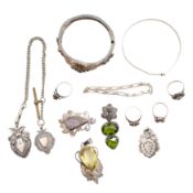 A group of silver jewellery White metal