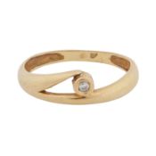 A diamond single stone ring Yellow metal
