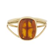 A citrine single stone ring 18ct yellow gold