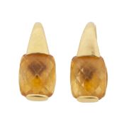 A pair of citrine earrings Yellow metal