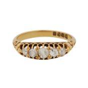 A diamond five stone ring 18ct yellow gold
