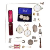 A mixed collection of desk findings to include gold and silver