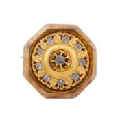 A diamond brooch Yellow metal
