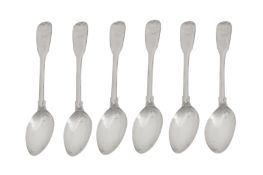 A set of six George III sterling silver teaspoons, London 1815 by Paul Storr (1771 - 1844, reg. 12th