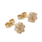 A pair of diamond stud earrings Yellow metal
