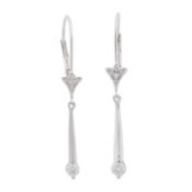 A pair of diamond pendent earrings White metal