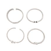 Four gem-set bangles White metal