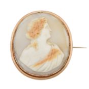 A cameo brooch Yellow metal