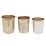 Three French 950 standard silver beaker