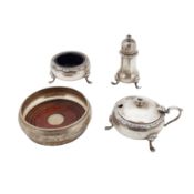 Birmingham 1937 by Alexander Clark A George VI sterling silver three-piece cruet set