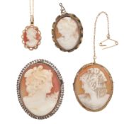 A collection of cameo jewellery Yellow and white metal