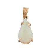 An opal drop pendant Yellow metal