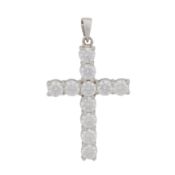 A cubic zirconia cross pendant 14ct white gold