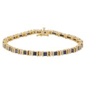 A sapphire and diamond bracelet Yellow and white 