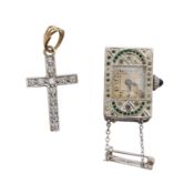 A Diamond Cross & Pendant Watch