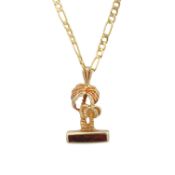 An amber palm pendant necklace Yellow metal