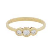 A three-stone old brilliant cut diamond ring 18 carat yellow gold