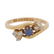 A sapphire and diamond ring 18ct yellow gold