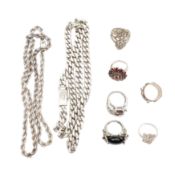 A collection of silver jewellery White metal