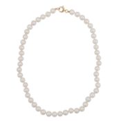 A single strand pearl necklace Yellow metal