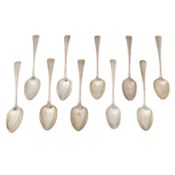 Ten George III sterling silver tablespoons