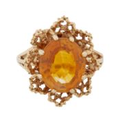 A citrine single stone ring 9ct yellow gold