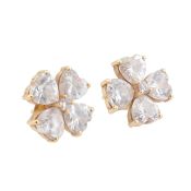 A pair of clover paste earrings Yellow metal