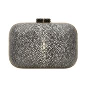 Aspinal Grey Shagreen Box Clutch