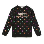 Gucci Junior Black Embellished Sweatshirt - Size 10 Yrs