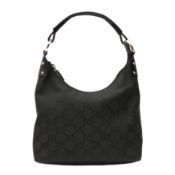 Gucci Black GG Monogram Hobo Bag